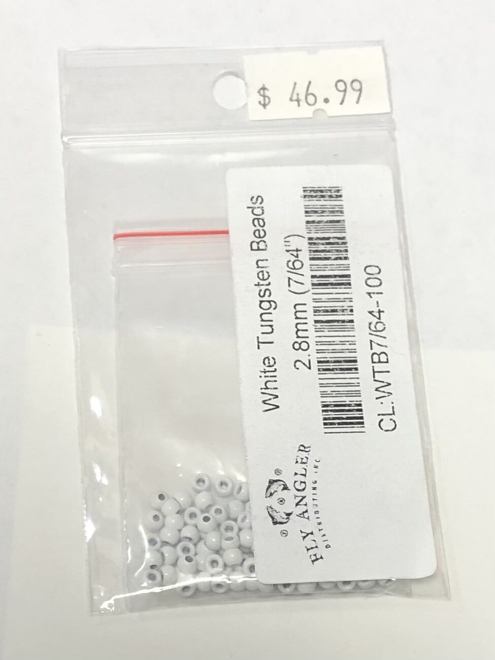 White Tungsten Bead 100/PKG - 7/64